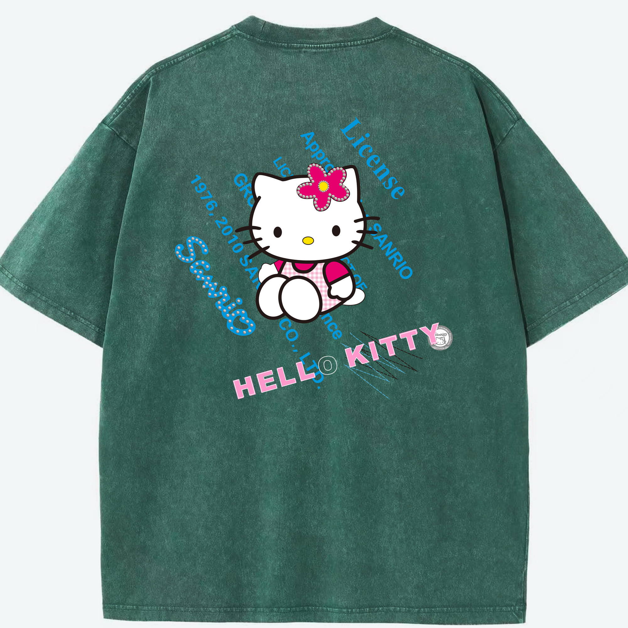 （画像用） Hello Kitty ハローキティ 綿100% ヴィンテージ風 半袖Tシャツ（背面プリント）